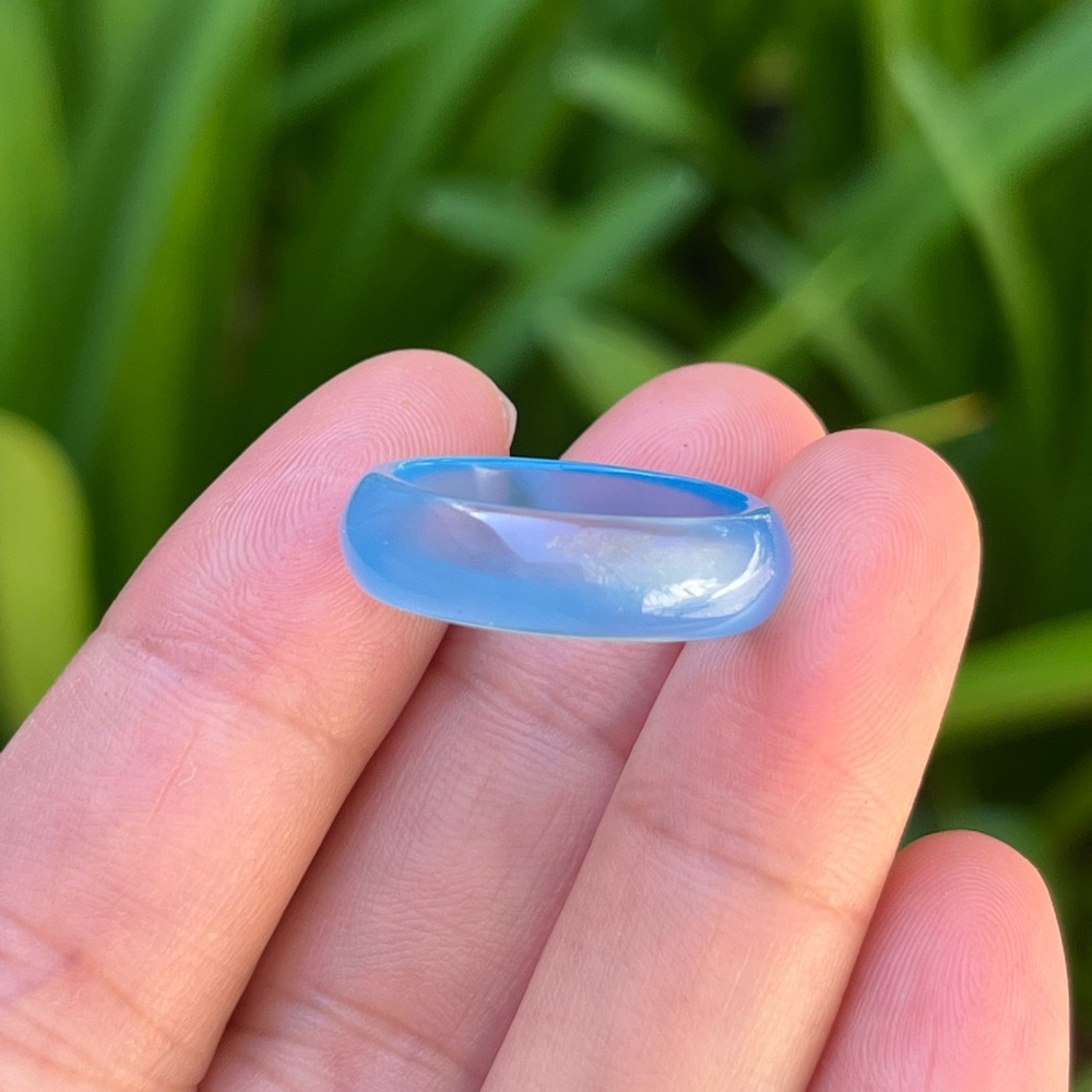 Size 7.75 blue chalcedony band‎ ring 0311